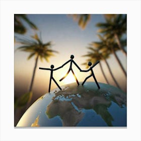 stick people beside the palm trees Canvas Print