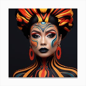 Asian Woman With Colorful Makeup Canvas Print