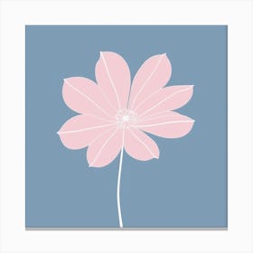 A White And Pink Flower In Minimalist Style Square Composition 240 Canvas Print