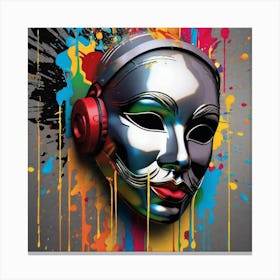 Mask With Headphones Canvas Print