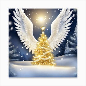 Angel Wings Christmas Tree Canvas Print