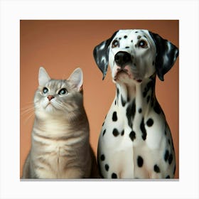 A Cat and A Dog Canvas Print