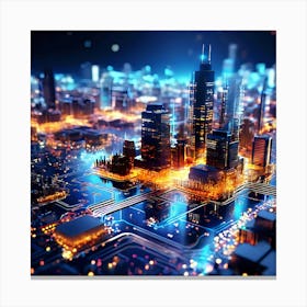 Cityscape At Night 3 Canvas Print