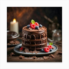 Chocolate Cake With Berries 1 Canvas Print