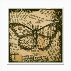 Butterfly On Old Book Pages Canvas Print