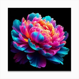 Colorful Neon Glow Peony Flower Canvas Print