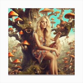 Girl Sitting On A Tree Canvas Print