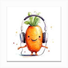 Carrot With Headphones 4 Canvas Print