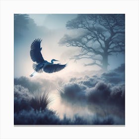 Heron In The Mist 1 Canvas Print