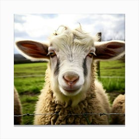 Fur Pet Cute Wool Farm Animal Wood Countryside Head Shot Country Head Graze Mammal Green (3) Canvas Print