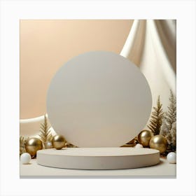 White Circle With Gold Ornaments 4 Canvas Print