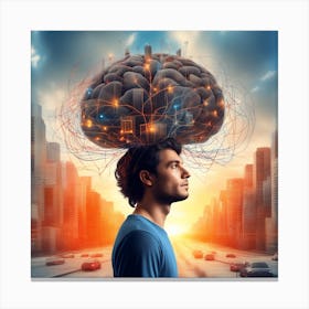 Man With A Brain On His Head 1 Canvas Print