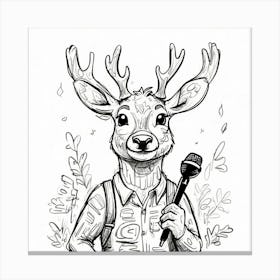 Deer With Microphone 6 Canvas Print