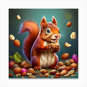 Squirrel With Nuts 1 Canvas Print