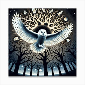 Silkscreen Magic: Metaphysical Art featuring Glowing Owls by Oliver Vernon, Hugo Pratt's Contrasting Light, and More Masterpieces by Kinnaird, Wishart, and Morley. Canvas Print