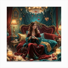 lady in the bedroom Canvas Print