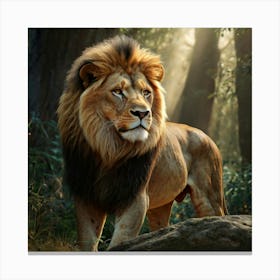 Lion In The Forest 4 Canvas Print