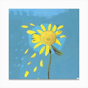 Sunflower Loves Me Loves Me Not Collage Painting  Canvas Print