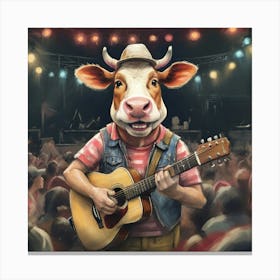 Cow Playing Guitar 7 Canvas Print