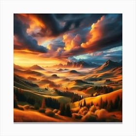 Sunset In The Mountains 3 Canvas Print