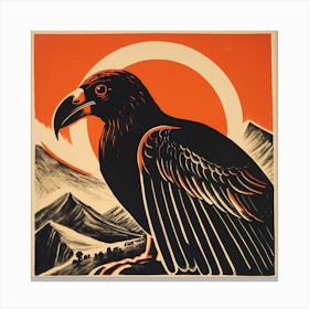 Retro Bird Lithograph California Condor 4 Canvas Print