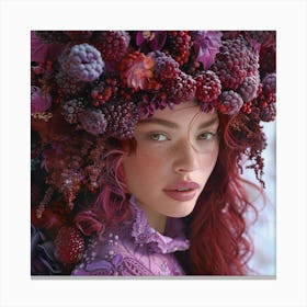 Girl With Berries On Her Head Canvas Print