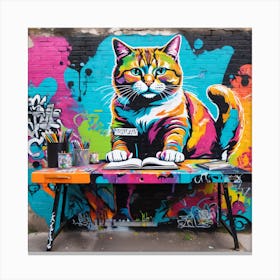 Cat On A Desk Canvas Print