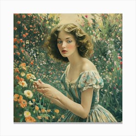 Girl In A Garden 22 Canvas Print