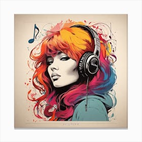 Woman With Headphones Canvas Print