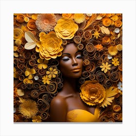 Beautiful Black Woman With Flowers Canvas Print