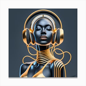 Dj Girl With Headphones 1 Canvas Print