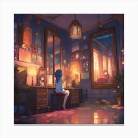 Manga Girl In A Room 10 Canvas Print