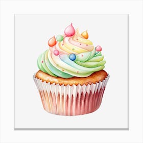 Cupcake Watercolor Illustration Canvas Print