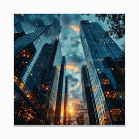 Skyscrapers At Sunset Canvas Print