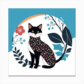 Cat With Flowers Canvas Print