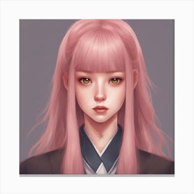Pink Haired anime Girl Canvas Print