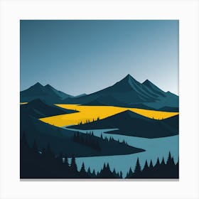 River Forest Mountain Canvas Print