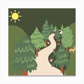 Illustration Of A Forest Path Canvas Print