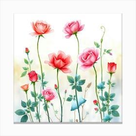 Watercolor Roses 7 Stampe su tela