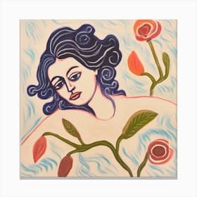 Venus And Roses Canvas Print