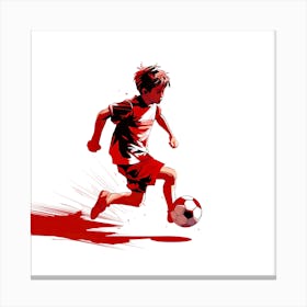 Boy Kicking Soccer Ball Canvas Print