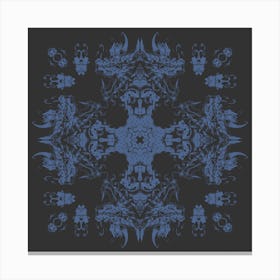 Pastel Dragon Head Pattern Black And Blue Canvas Print
