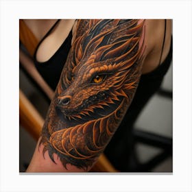 Minimalist Dragon Tattoo Canvas Print