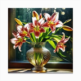 Lilies In A Vase 8 Canvas Print