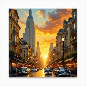 Sunset In New York City Canvas Print