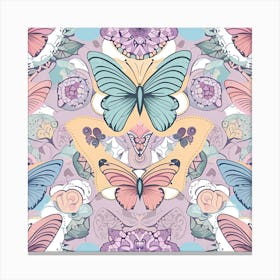 Seamless Pattern With Butterflies 3 Canvas Print
