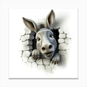 Donkey Peeking Out Of A Hole Canvas Print