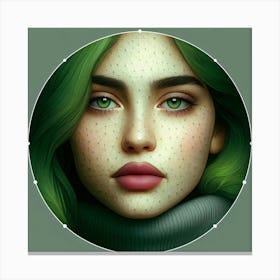 Portrait Of A Woman With Green Hair Canvas Print