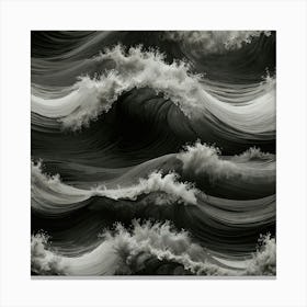 Waves Of Black And White Canvas Print