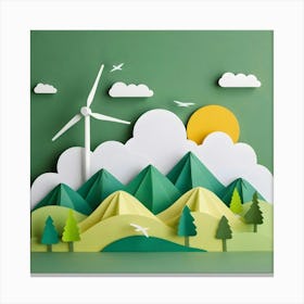 Landscape With Wind Turbines Canvas Print